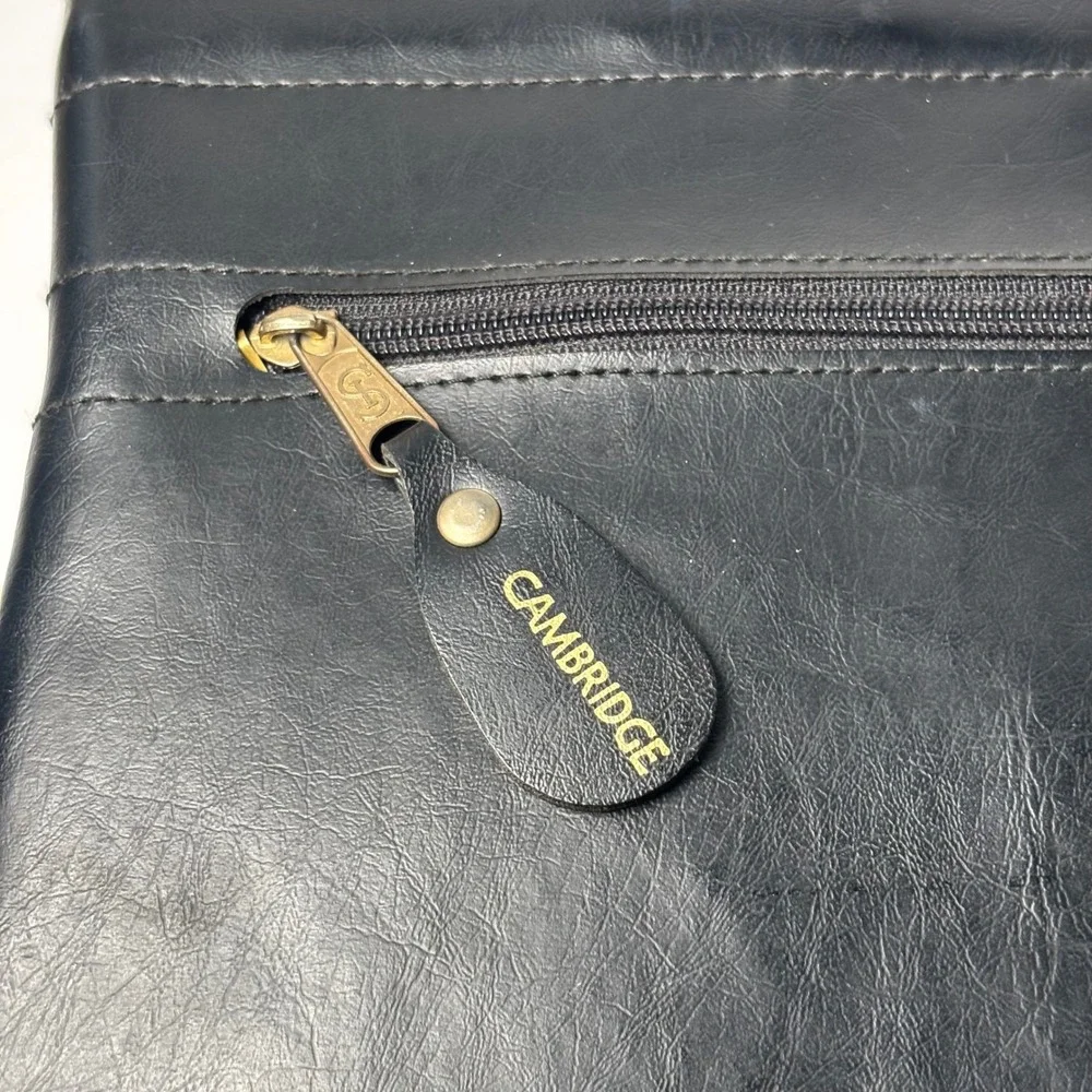 Vintage Cambridge Portfolio Briefcase OS‎ Black Faux Leather Retractable Handles